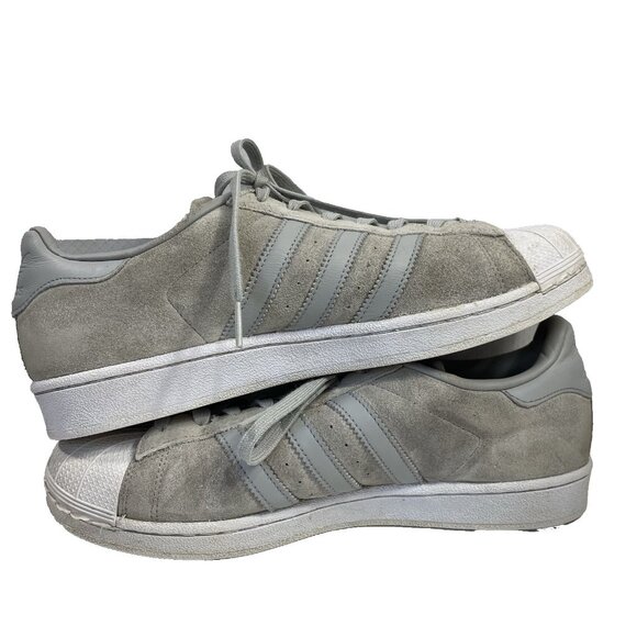 Adidas Superstar Athletic Shoes Mens 10 Gray Suede Low Shell Top Sneakers Skater - Picture 4 of 9